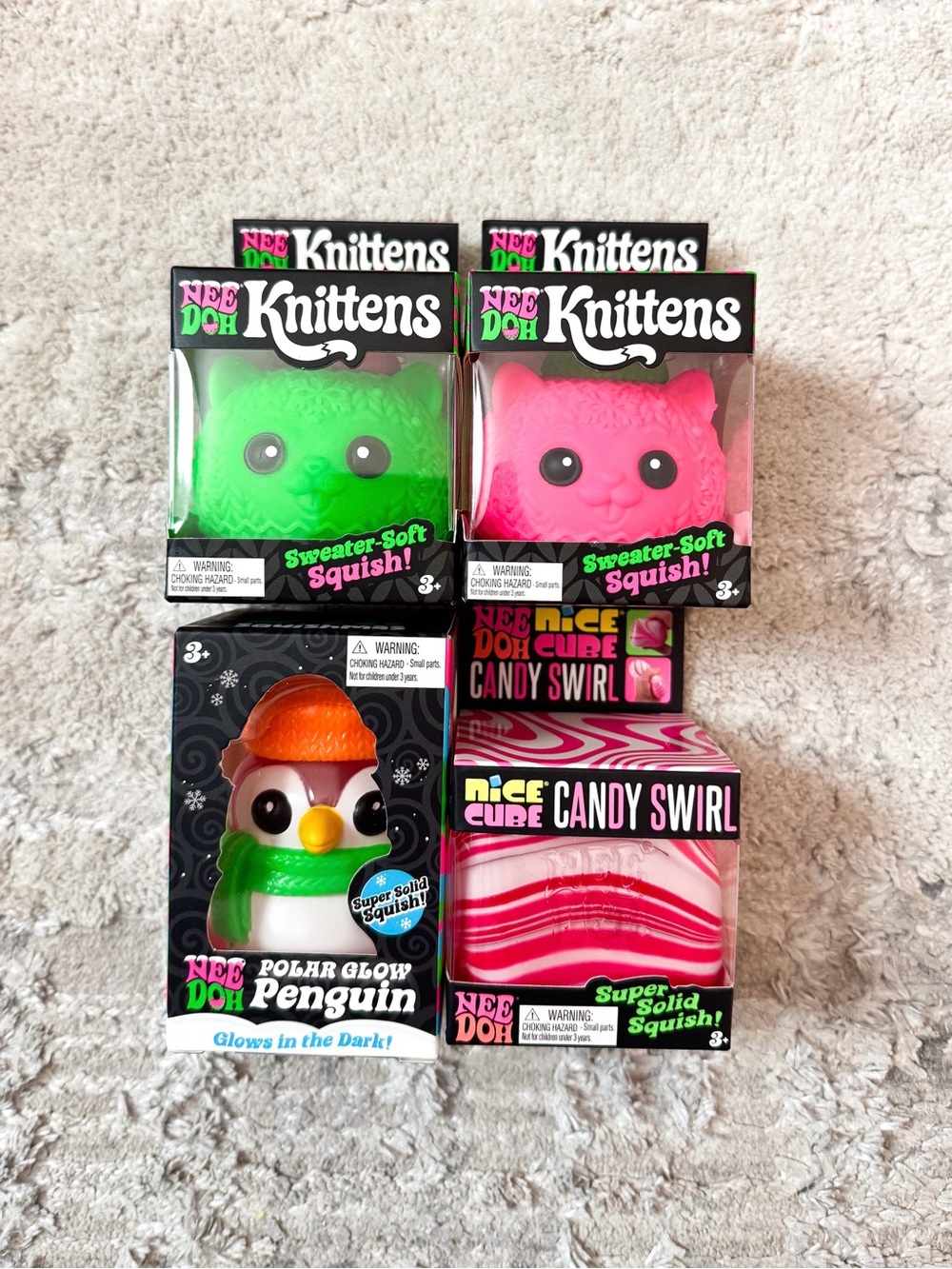 Needoh Knittens, Penguin, Candy Cane Swirl Bundle 🐱🐧🍭